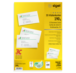 Visitekaart Sigel 85x55mm blanco 190gr  afgeronde hoeken wit 100 stuks