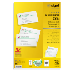 Visitekaart Sigel 85x55mm 225gr gladde zijden wit 100 stuks