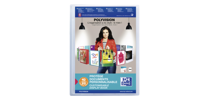 Album de présentation Oxford Polyvision A4 20 pochettes PP transparent