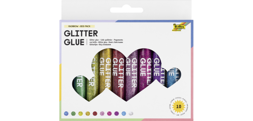 Glitter Glue Folia 9.5ml Assorted 10 Pieces