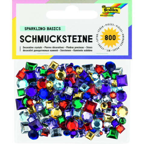 Glitter steentjes Folia 800 stuks diverse kleuren en afmetingen