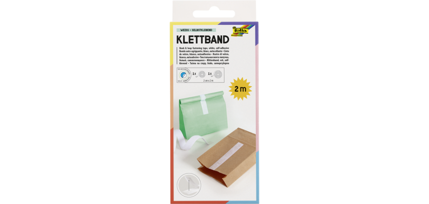 Ruban auto-agrippant Folia 20mmx20m blanc 2 rouleaux