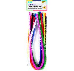 Fil chenille Folia 50cm diamètre 8mm 10 pièces assorti