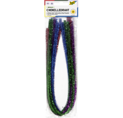 Fil chenille Folia 50cm diamètre 8mm 10 pièces métallique assorti