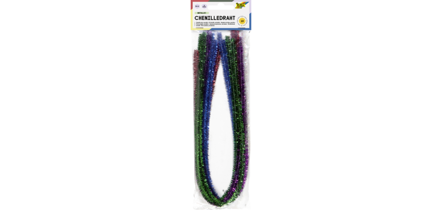 Chenilledraad Folia 50cm 8mm doorsnede 10 stuks metalic assorti