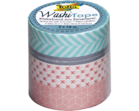 Washi tape Folia geometrisch 3x 15mmx10m 1x 5mmx10m