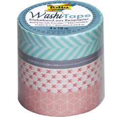 Ruban adhésif Washi Folia géométrique 3x 15mmx10m 1x 5mmx10m
