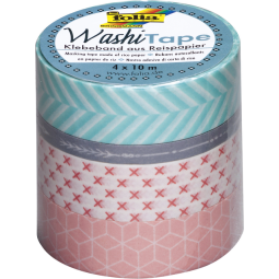 Washi tape Folia geometrisch 3x 15mmx10m 1x 5mmx10m