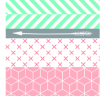 Geometric Washi Adhesive Tape Folia 3x 15mmx10m 1x 5mmx10m