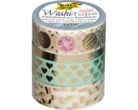 Ruban adhésif Washi Folia Hotfoil or 3x 15mmx5m 1x 10mmx5m 3 designs