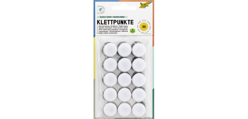 Pastille auto-agrippante Folia 2cm 15x blanc 15x noir