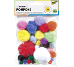 Assorted Pompons Folia 30 pieces assorted colors and sizes