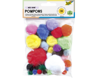 Pompons Folia assorti 30 pièces couleurs et formats assortis