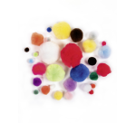 Assorted Pompons Folia 30 pieces assorted colors and sizes
