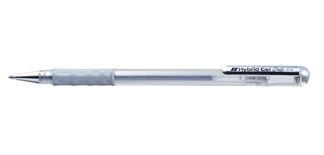 Pentel Gel Ink Roller Grip K118 Medium Silver