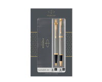 Stylo bille et roller Parker IM Brushed Metal GT Medium 2 pièces