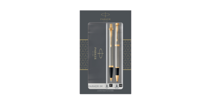 Parker IM Brushed Metal GT Medium Ballpoint and Roller Pen 2 Pieces