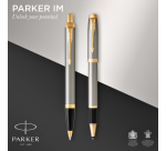 Stylo bille et roller Parker IM Brushed Metal GT Medium 2 pièces