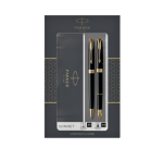 Balpen en vulpen Parker Sonnet black lacquer GT medium 2 stuks
