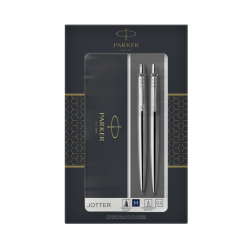 Balpen en vulpotlood Parker Jotter stainless steel CT medium 2 stuks