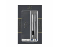Balpen en vulpen Parker Jotter stainless steel CT medium 2 stuks