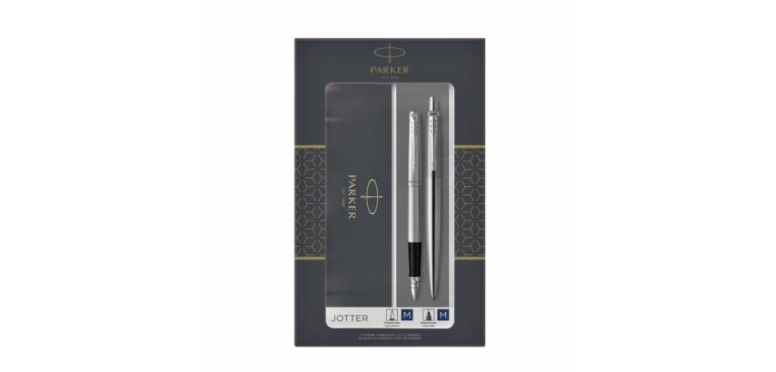 Ballpoint pen and fountain pen Parker Jotter Stainless Steel CT Medium 2 pieces