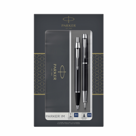 Parker IM Black boîte cadeau duoset, stylo plume et stylo bille, noir