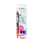 Gelschrijver Pentel BL77 Energel medium oranje-roze-lichtblauw-violet blister à 4 stuks