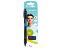 Pentel Energel-X BL107 Medium Gel Roller Black-Red-Blue-Green Blister Pack of 4 Pieces