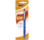 Balpen Bic Atlantis soft metalen clip clic medium blauw bister à 1st