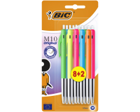 Stylo bille BIC M10 Colors Edition Limitée Medium assorti blister 8+2 gratuits