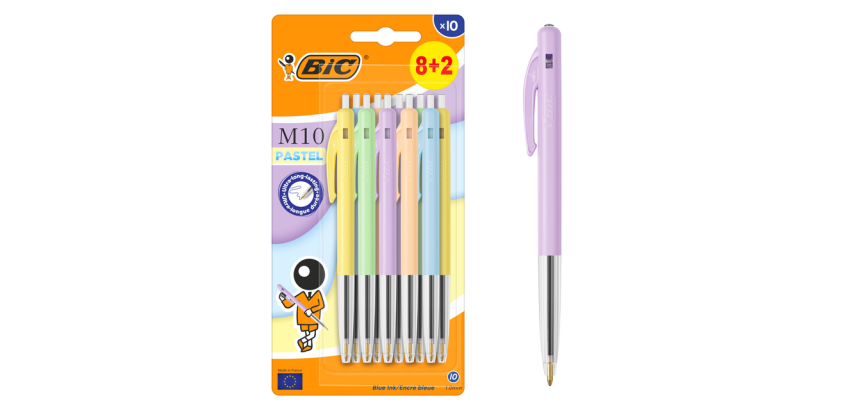 Balpen Bic M10 medium pastel assorti 8+2 gratis