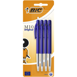 Balpen Bic M10 medium blauw blister à 4st