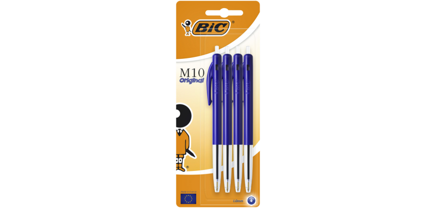 Balpen Bic M10 medium blauw blister à 4st