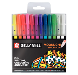 Roller gel Sakura Gelly Roll Moonlight Fluo set 12 couleurs