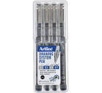 Fineliner Artline technisch etui met 0.1-0.3-0.5-0.7mm zwart