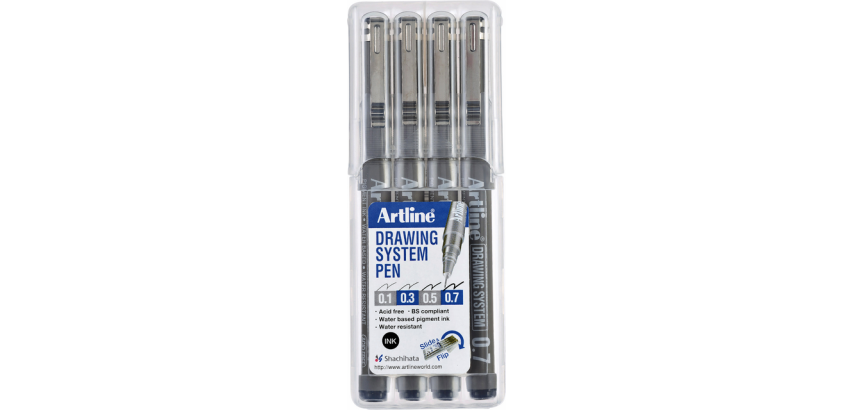 Fineliner Artline set avec 0,1-0,3-0,5-0,7mm noir