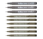 Fineliner Artline technisch etui met 0.1-0.3-0.5-0.7mm zwart