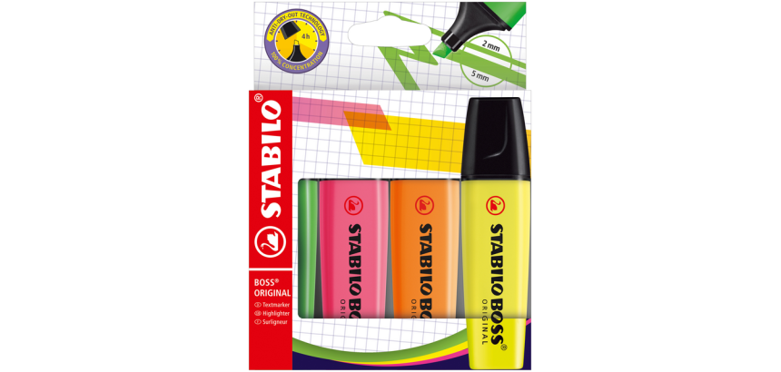 STABILO BOSS Original Highlighter 70/4 Assorted Case 4 Pieces