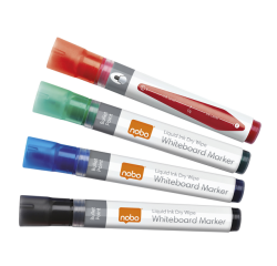Marqueur tableau blanc Nobo Liquid ink ogive 3mm assorti 4 pièces