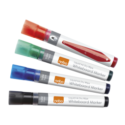 Viltstift Nobo whiteboard Liquid ink rond assorti 3mm 4st