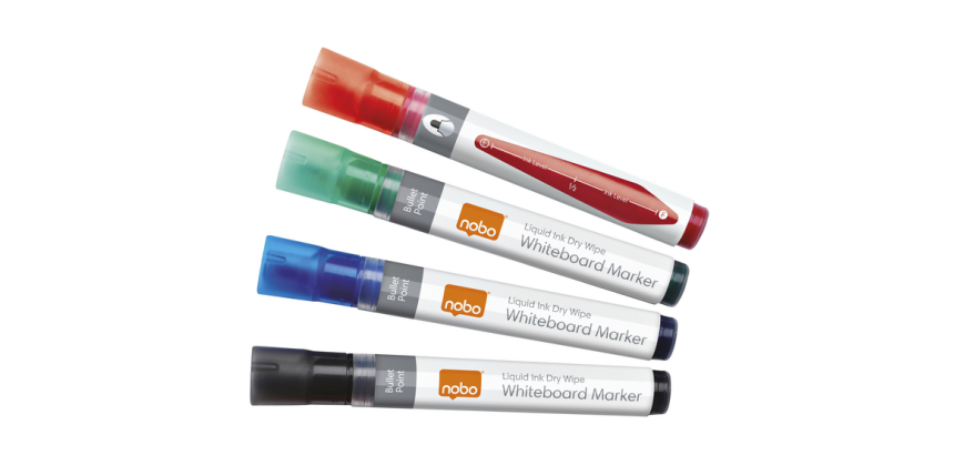 Marqueur tableau blanc Nobo Liquid ink ogive 3mm assorti 4 pièces