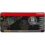STABILO Pen 68/8 Metallic Medium felt-tip pen box of 8 colors