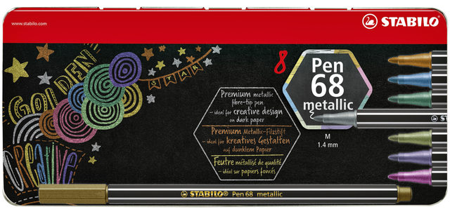 Feutre STABILO Pen 68/8 Metallic Medium boîte 8 couleurs