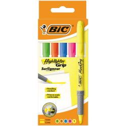 Surligneur BIC Grip assorti étui 5 pièces
