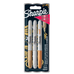 Feutre Sharpie pointe ogive 0,9mm metallic assorti blister 3 pièces