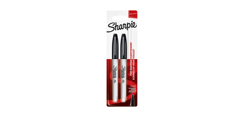 Feutre Sharpie ogive Fin noir blister 2 pièces