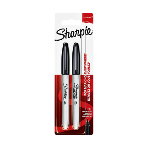 Feutre Sharpie ogive Fin noir blister 2 pièces