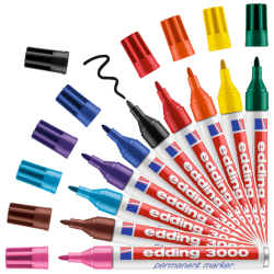 Marqueur edding 3000 permanent ogive 1,5-3mm bleu acier