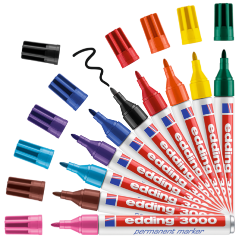 Marqueur edding 3000 permanent ogive 1,5-3mm bleu acier